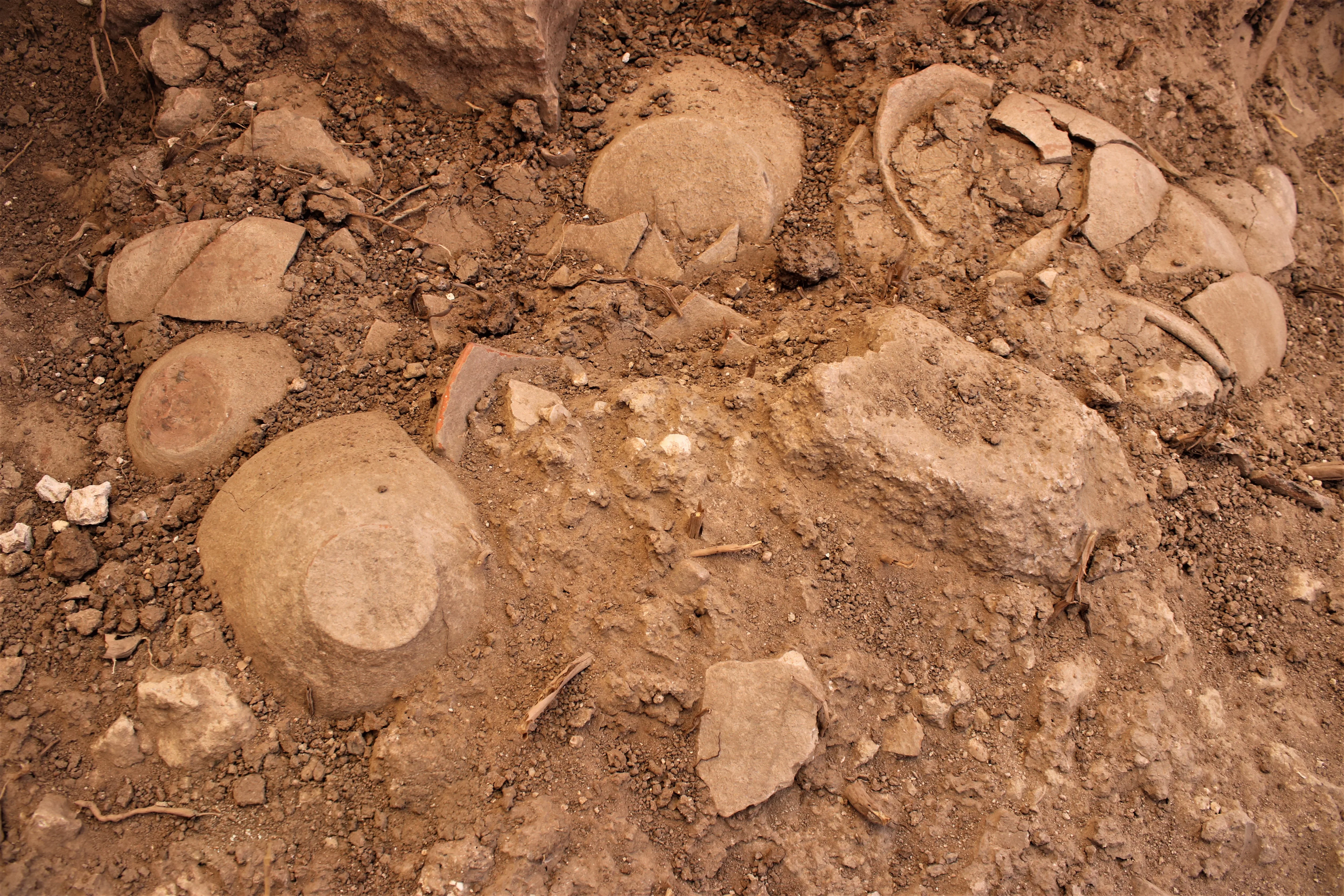 Canaanite bowls uncovered during the excavations at Gal’on.