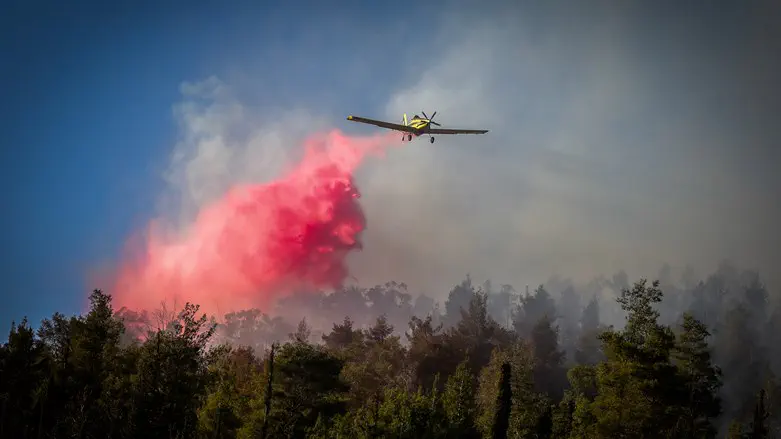 Massive brush fire races toward Gush Etzion farm