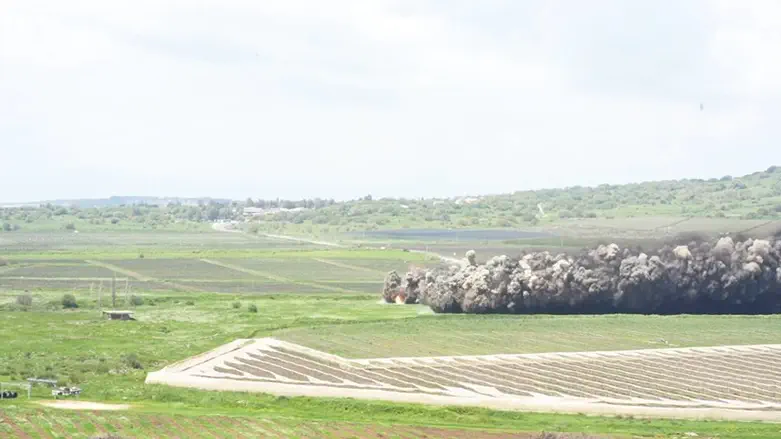 Watch: Hundreds of mines detonated in the Golan