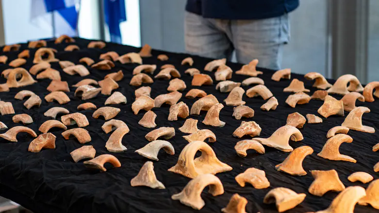 Approximately 180 stamp impressions of the Judahite administration discovered at Mordot Arnona Credit: Yoli Schwartz, Israel Antiquities Authority