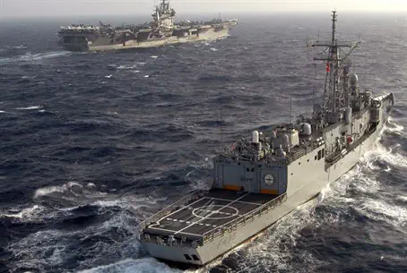 Turkish vessel (right) in an exercise