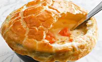 Smoky Potato-Cheese Soup Baked in Puff Pastry