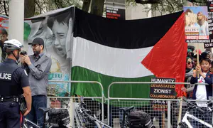 Israeli flag desecrated in pro-Hamas rally