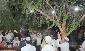Hasidic rebbe dances in Revava