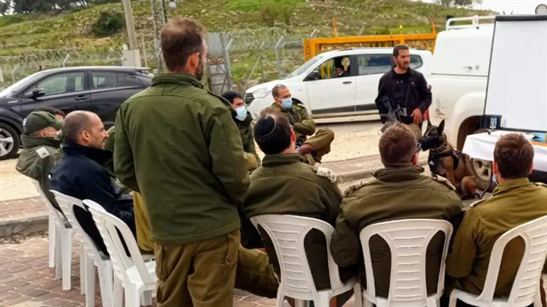 IDF officers meet the Migdal Oz security dog