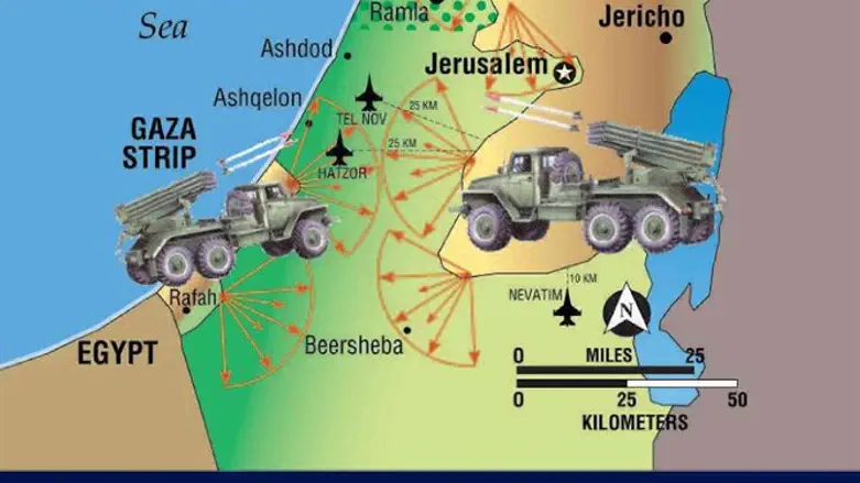 Map of potential Hamas-Fatah attack range