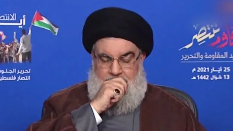 Nasrallah during "coughing speech"