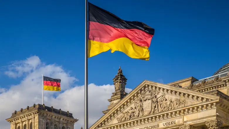 German flags at Reichstag, Berlin, Germany