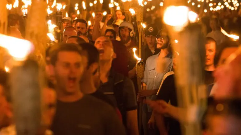 Neo-Nazis march on eve of Unite the Right rally in Charlottesville Aug. 11, 2017