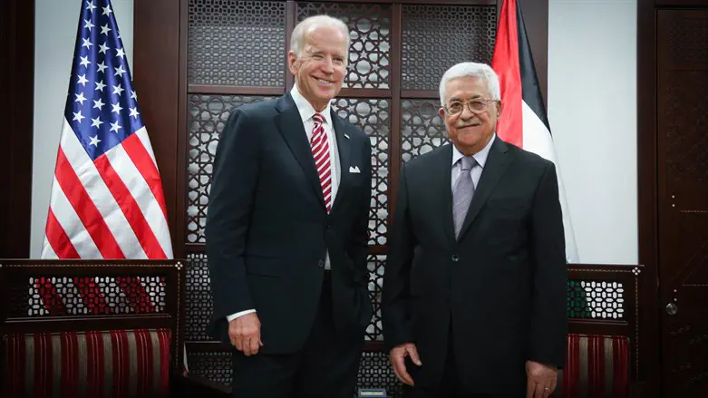 US Pres. Joe Biden with Palestinian Authority chair Mahmoud Abbas