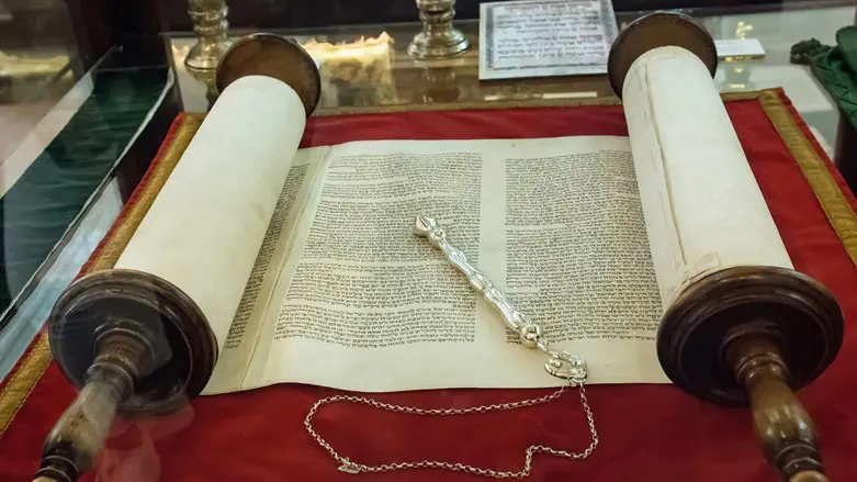 Torah scroll at the Klausen synagogue in Prague, Czech Republic
