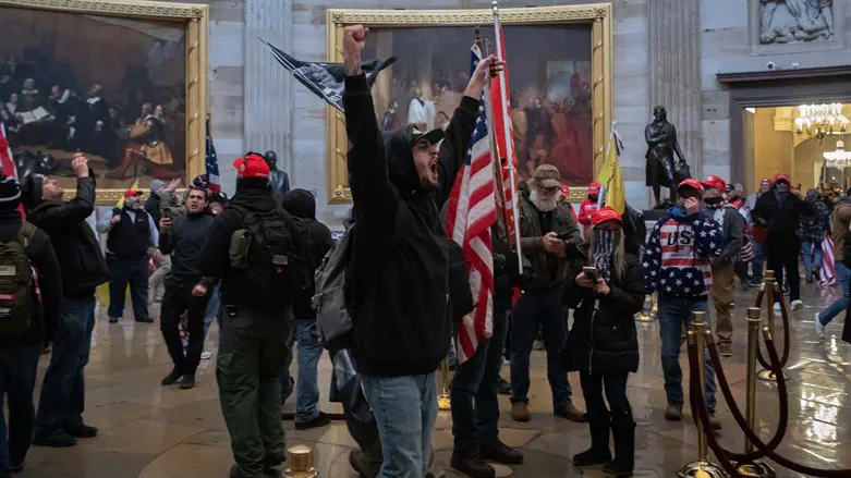 Pro-Trump protesters inside the US Capitol building