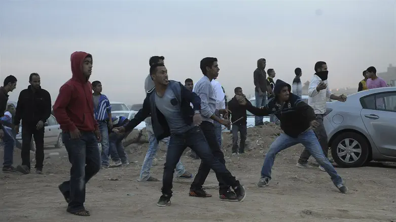 Bedouins throw rocks at police officers in the Negev