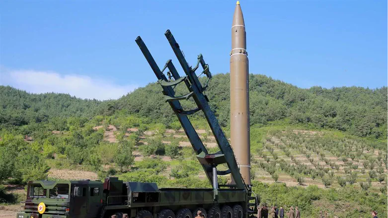 The intercontinental ballistic missile Hwasong-14 is seen in this undated photo released by KCNA