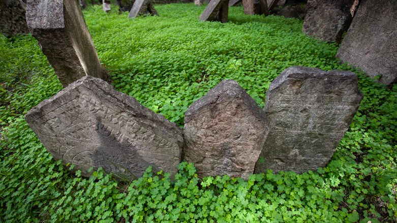Three headstones in a Jewish cemetery (illustrative)