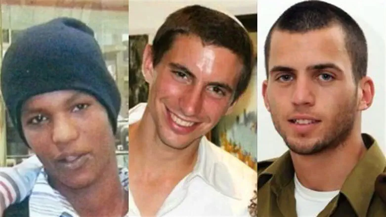 L-R: Avera Mengistu, Hadar Goldin, Oron Shaul