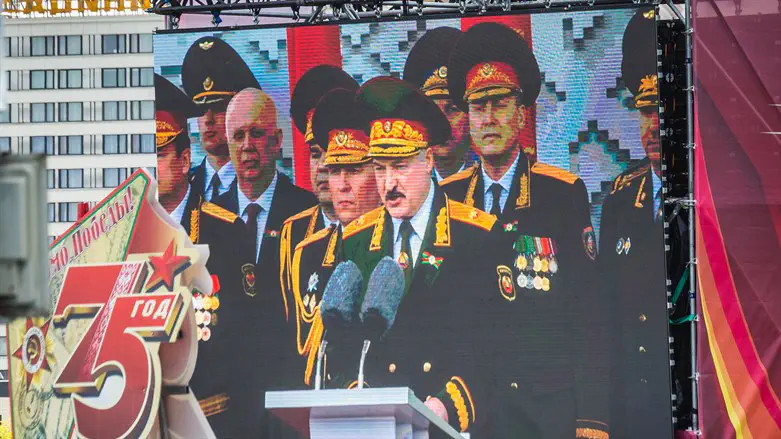 Alexander Lukashenko the president of Belarus and spectators at the celebration