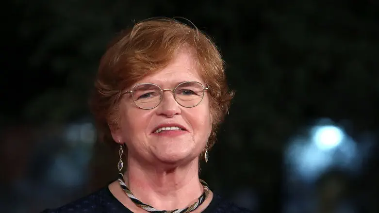 Deborah Lipstadt walks a red carpet in Rome, Oct. 17, 2016