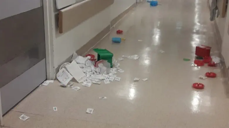 Aftermath of Arab riot at Hadassah Hospital on Mount Scopus