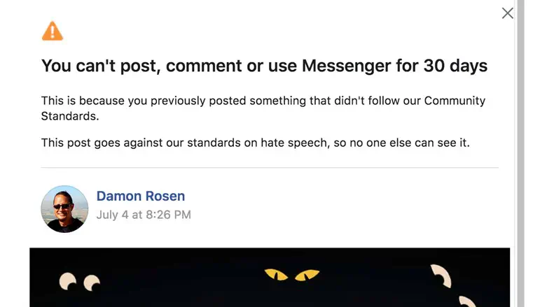 Facebook 'hate speech' notice