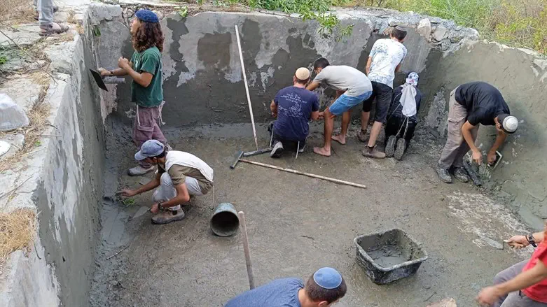 Youth working at the site before it was vandalized