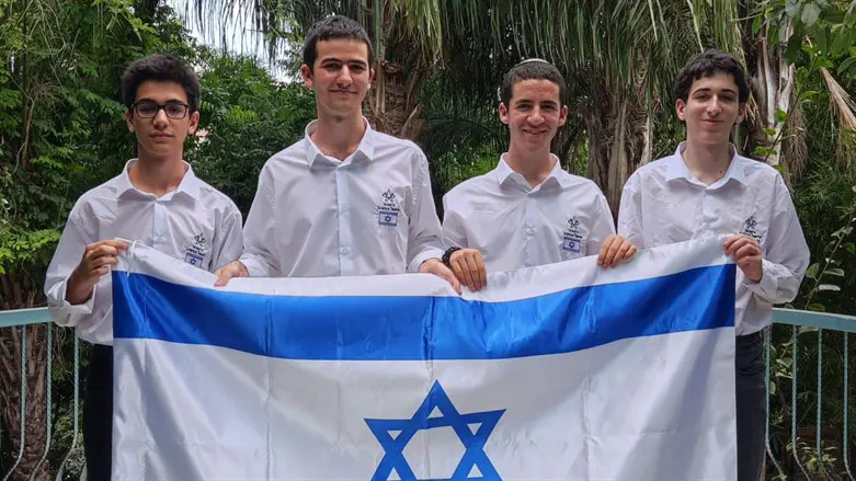 Eitan Elbaum (second in from right) poses with other members of the Israeli dele