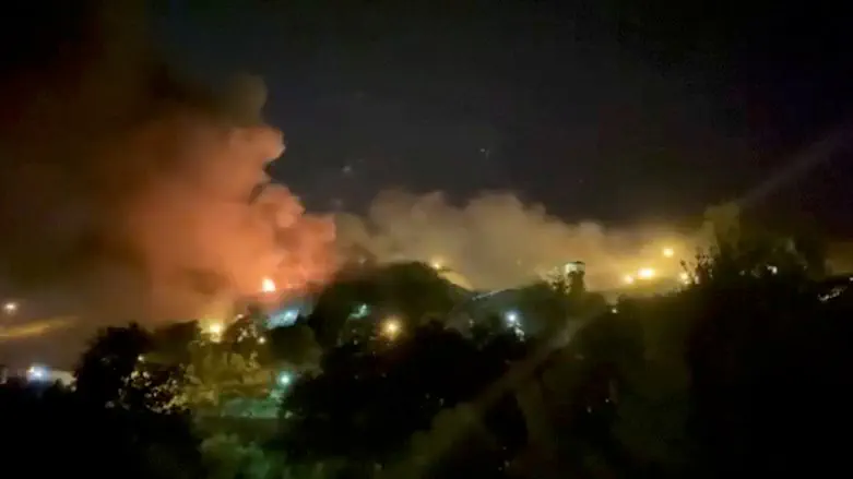 Smoke rising from Evin Prison in Tehran