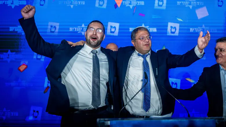 Otzma Yehudit's Yitzhak Wasserlauf with party chairman Itamar Ben Gvir