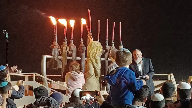 The Menorah made of Qassam rocket scraps