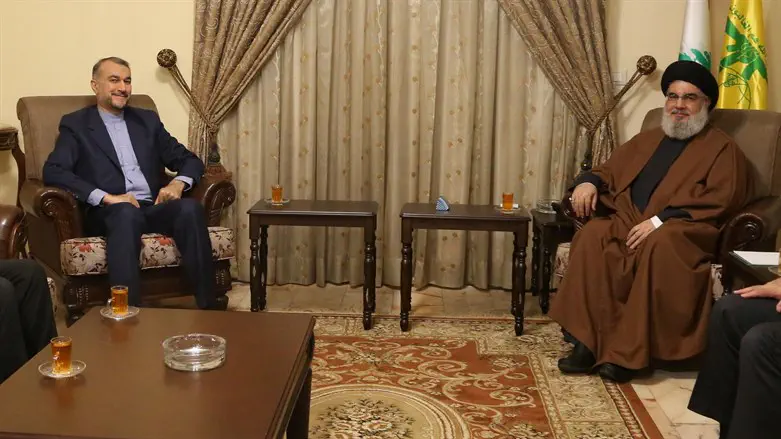 Hassan Nasrallah meets Iranian Foreign Minister Hossein Amir-Abdollahian. Archive