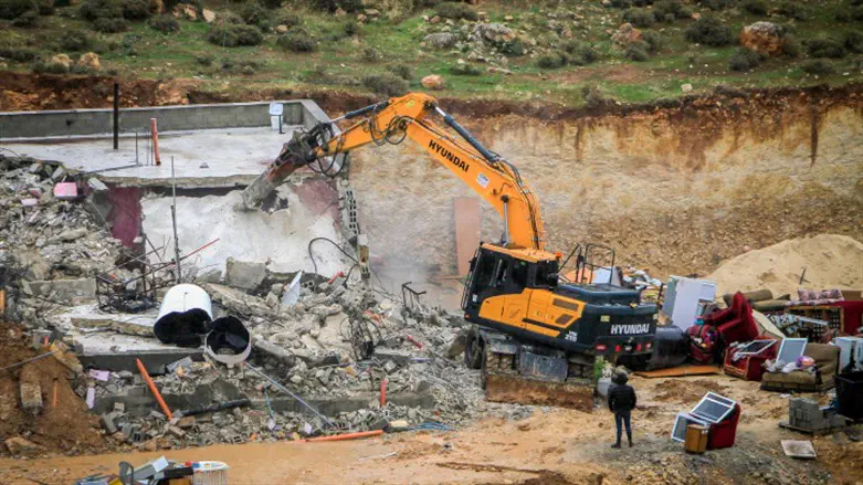 Israeli authorities destroy an illegal home in the village of Duma, February 2, 2023