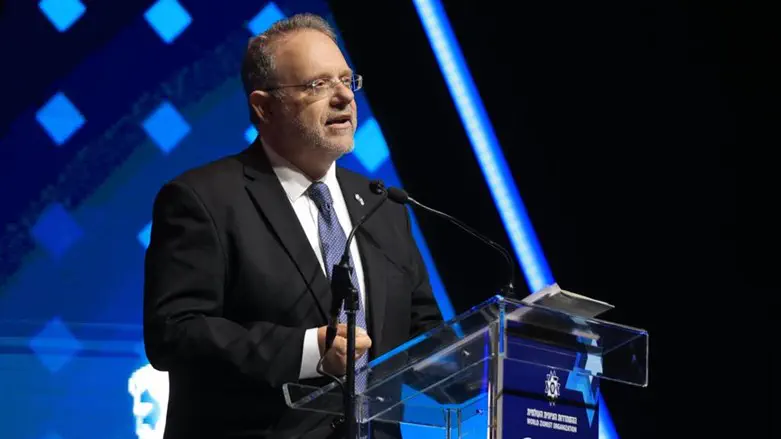 WZO chairman Hagoel, who opposes the motion, speaks at the World Zionist Congress