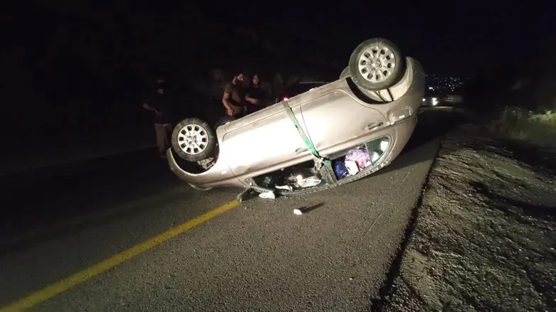 The terror victim's overturned vehicle