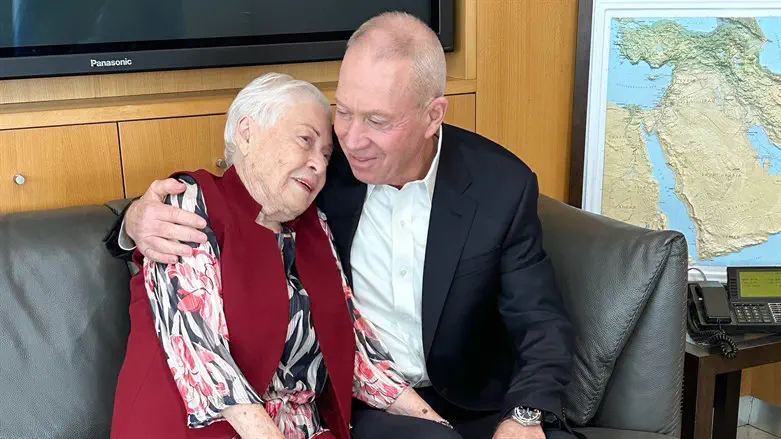 Yoav Gallant with his mother Fruma