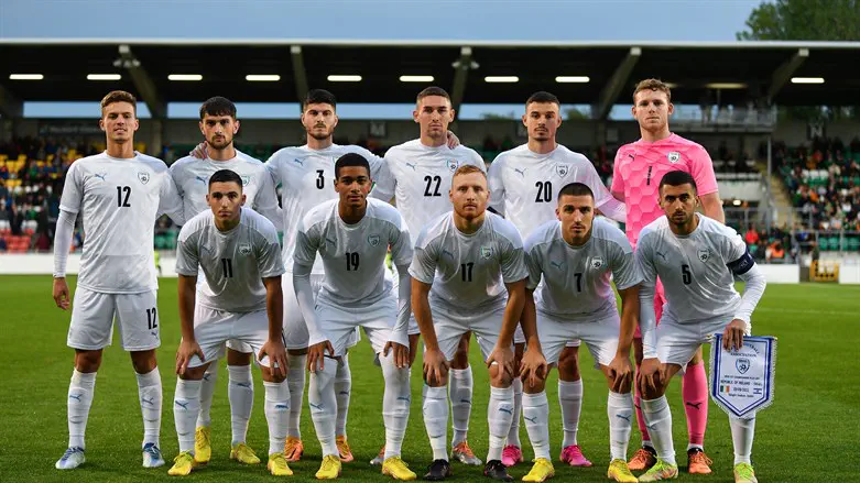 A view of Israel's team at the 2022 UEFA U-21 championship in Dublin, Ireland, S