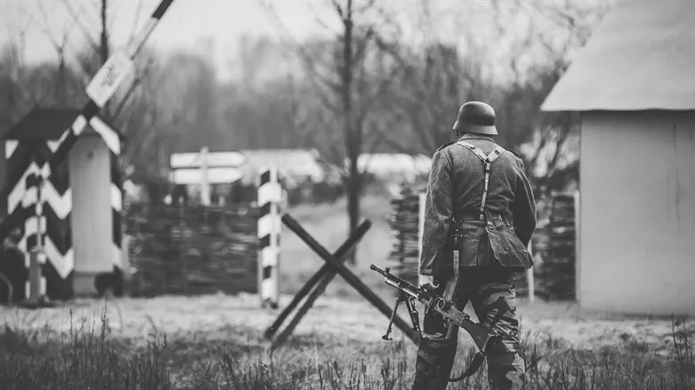 Re-enactment of German soldier in World War II