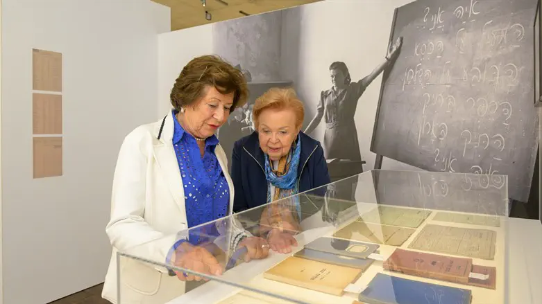 Lydia Barenholz & Ruth Melcer with some of the objects they contributed to the new exhibit