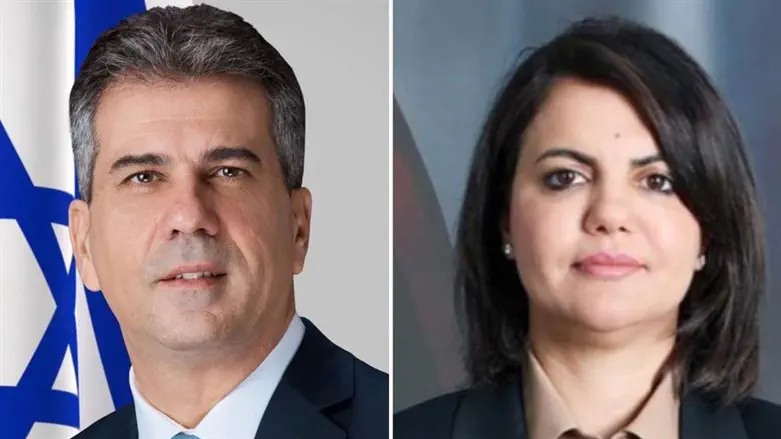 Foreign Minister Eli Cohen with the Lybian Minister Najla El Mangoush