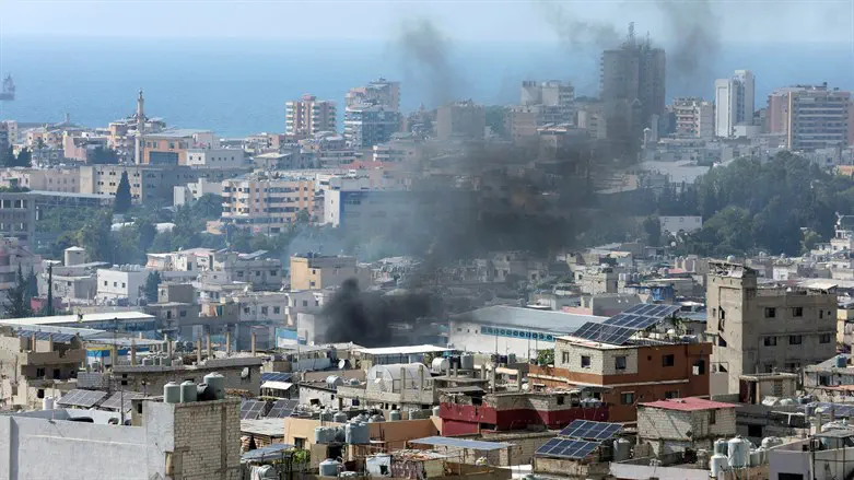 Smoke rises from Ain Al-Hilweh refugee camp in Sidon, Lebanon
