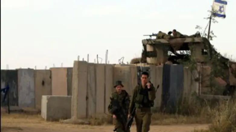 Soldiers patrol the no-go zone