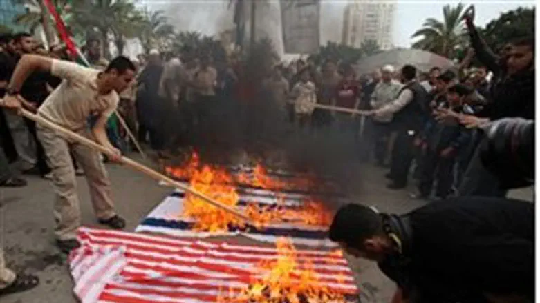 Burning flags in Gaza
