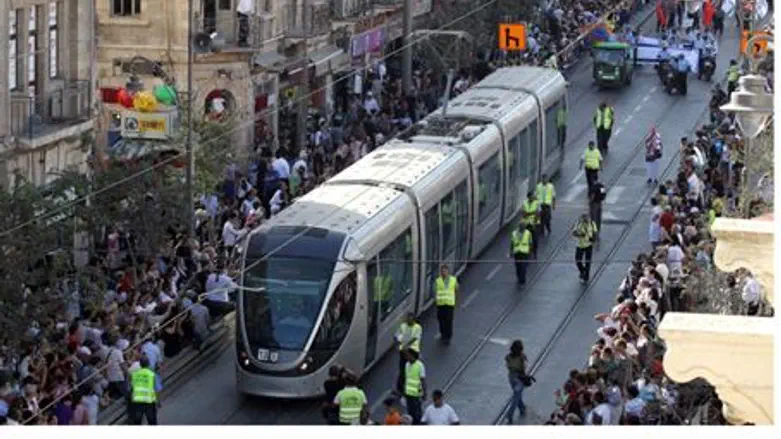 The light rail made its trial run down Jaffa 