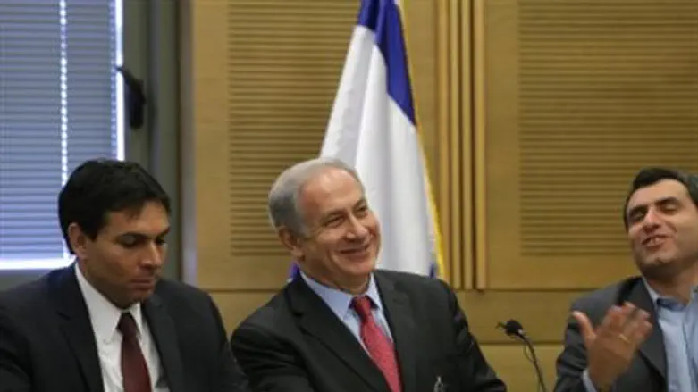 Danon, Netanyahu, Elkin (file)