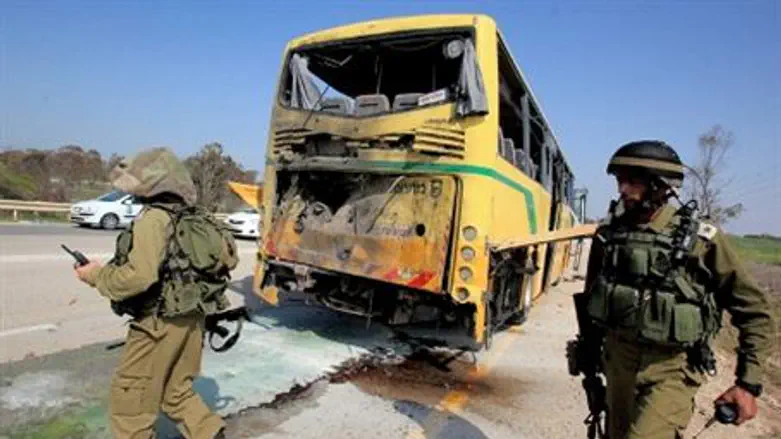 Remains of school bus attacked by Hamas