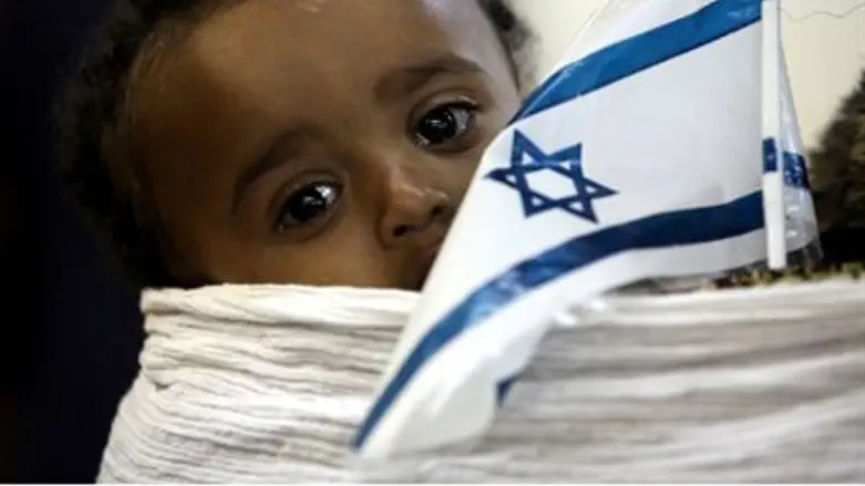 Ethiopian Baby with Israeli flag