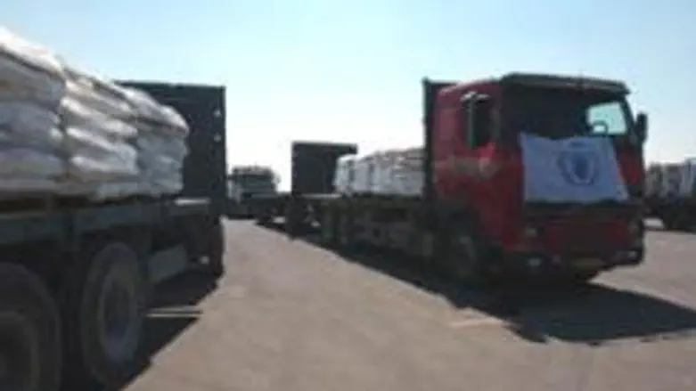 Trucks with supplies for Gaza.