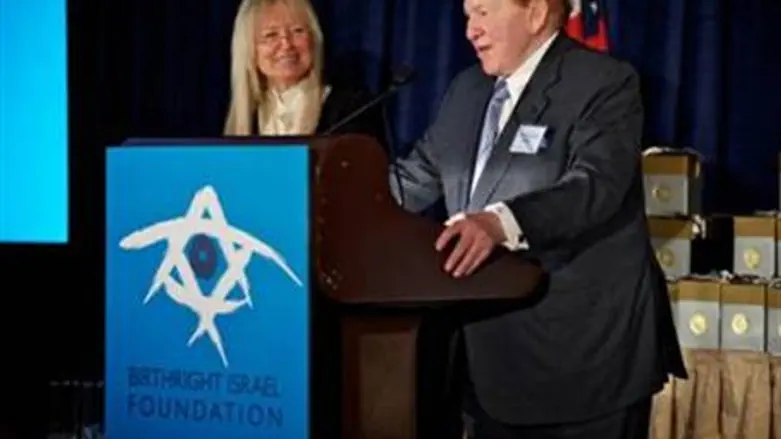 Adelsons at a Birthright reception