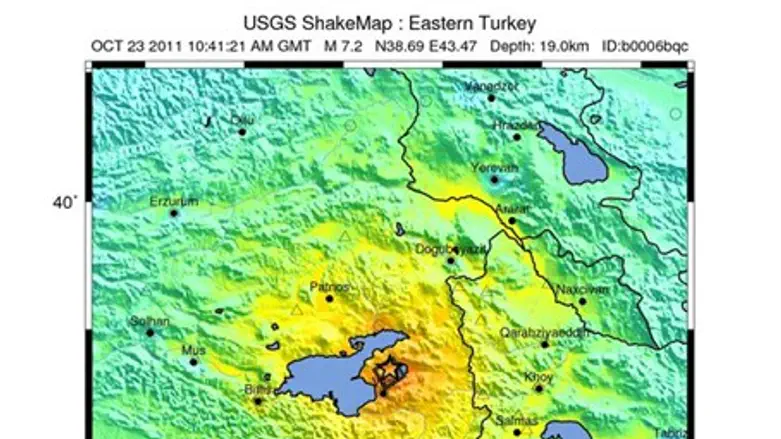 USGS map of Oct 23 earthquake