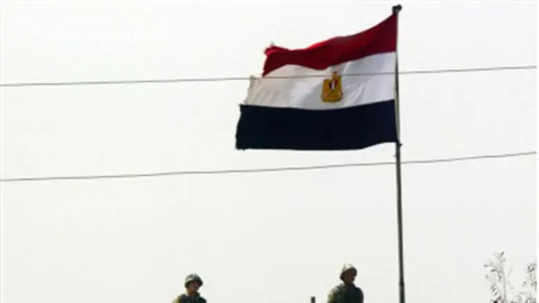 Egyptian soldiers at the Rafiah border
