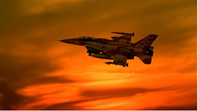 F-16i takes off at sunset